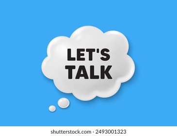 Lets talk tag. Comic speech bubble 3d icon. Connect offer sign. Conversation symbol. Lets talk chat offer. Speech bubble comic banner. Discount balloon. Vector