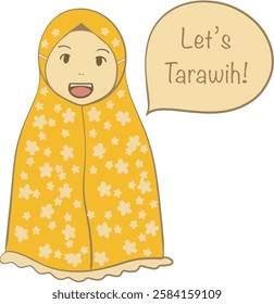 Let's tarawih icon image illustration full color ramadhan theme