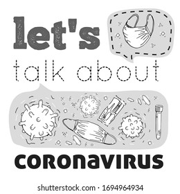 Let's think about a coronavirus. Personal protective equipment during quarantine. Quick sketch. 