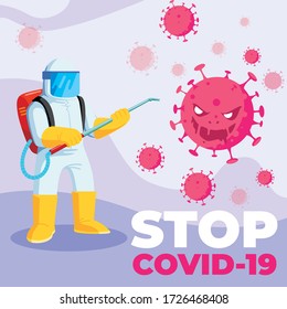 Let's  together to fight corona virus ilustration