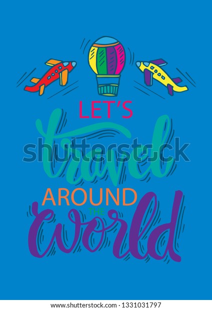 Lets Travel Around World Greeting Card Stock Vector Royalty Free 1331031797