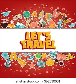 Let`s Travel - Doodle Elements. Thin Line Icons. Vector Illustration