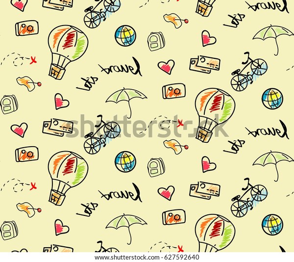 Let\'s travel. Hand drawing\
pattern
