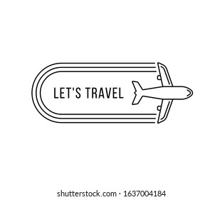 lets travel icon with thin line plane. flat stroke style trend modern simple transport logotype graphic minimal art design isolated on white background. concept of airplane wing and global aviation