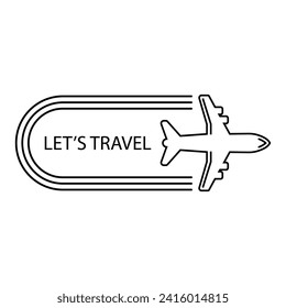 lets travel icon with thin line plane. flat stroke style trend modern simple transport logotype graphic minimal art design isolated on white background. concept of airplane wing and global aviation