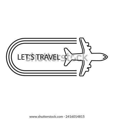 lets travel icon with thin line plane. flat stroke style trend modern simple transport logotype graphic minimal art design isolated on white background. concept of airplane wing and global aviation