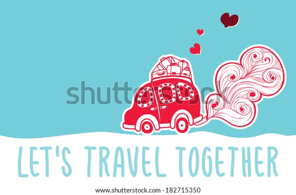 let\'s travel\
together, nice vintage card\
template
