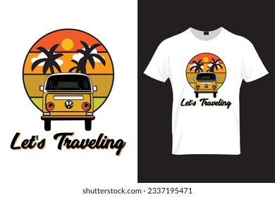 "Let's traveling" Traveling T Shirt Design.