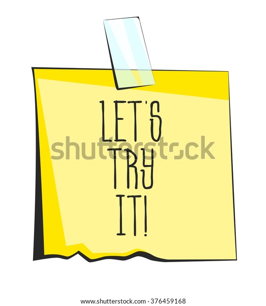 Lets Try Paper Sticky Note Retro Stock Vector Royalty Free