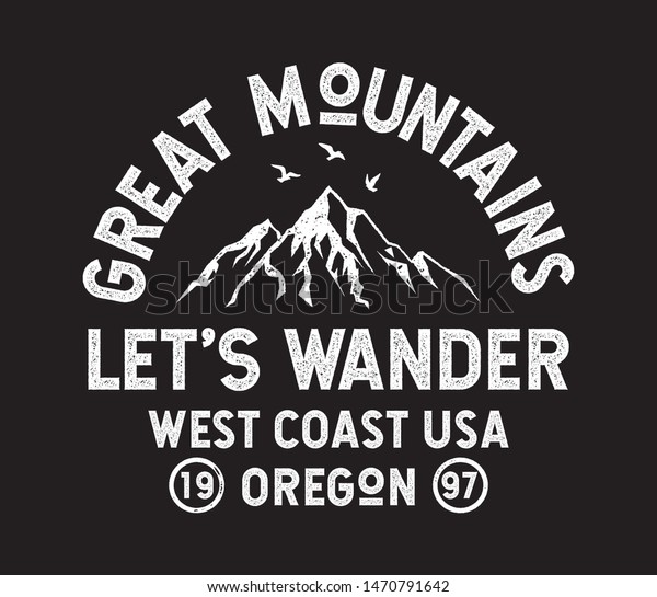 Lets Wander Text Mountain Illustration Outdoor Stock Vector (Royalty ...