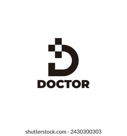 lette d plus doctor text simple logo vector 