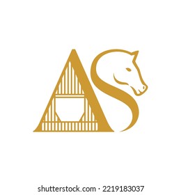 lette AS with horse logo design vector template