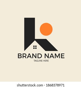 LETTE K FOR HOME AND HOUSE LOGO CONCEPT FLAT AND SIMPLE STYLE FOR BRAND IDENTITY