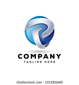 letted  p 3d logo design illustration for your company