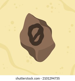 letter 0 initials hole in stone design on sand background, vector logo letter typography illustration.