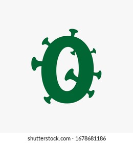 Letter 0 with virus and bacteria 