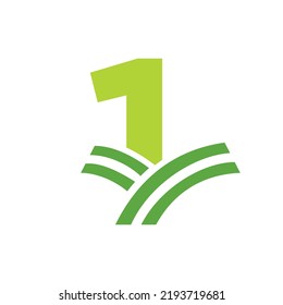 Letter 1 Agriculture Logo. Agro Farm Logo Based on Alphabet for Bakery, Bread, Cake, Cafe, Pastry, Home Industries Business Identity