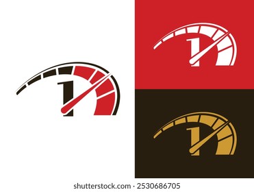 Letter 1 Cars Repair With Speedometer logo design template, Car Automotive company logo sign symbol.