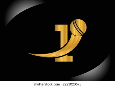 Letter 1 Cricket Logo Concept With Moving Cricket Ball Icon. Cricket Sports Logotype Symbol Vector Template Design.