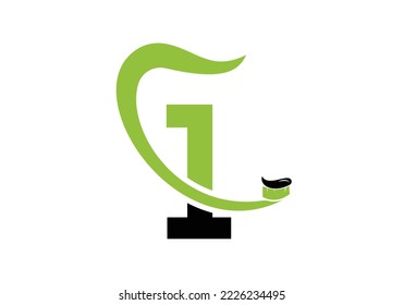 Letter 1 Dental Logo Design Template Inspiration With Tooth Brush Symbol, Vector Illustration.