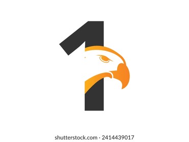 Letter 1 Eagle head Logo Design Vector Template. Modern logo design for business, and company identity.