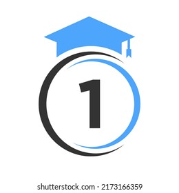 Letter 1 Education Logo Template. Education Logotype Concept With Alphabet 1 Vector Element