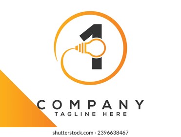 Letter 1 electric bulb Design Vector Template. industrial and technology logo symbols