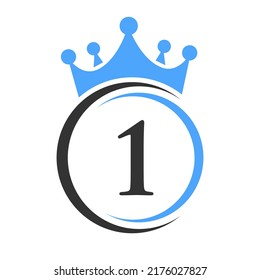Letter 1 Elegant Crown Logo Template. Royal Crown Logotype Luxury Sign  for Beauty, Fashion, Spa, Star Symbol