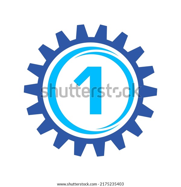 Letter 1 Gear Logo Design Template.\
Automotive Gear Logo for Business and Industrial\
Identity