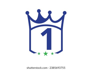 Letter 1 king crown Design Vector Template. letter logo icon design with king crown Template 