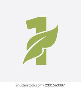 Logo de la letra 1. Plantilla de vectores de Logotipo Eco Farm. Símbolo orgánico