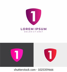 Letter 1 Logo. C Letter Design Vector with Shield