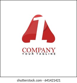 Letter 1 with Modern glossy and Triangle logo, Arrow and forward, Vector abstract  Digital, Technology, Media logotype
