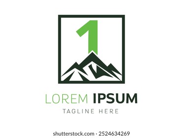 Letter 1 with Mountain logo design inspiration. Vector letter template design