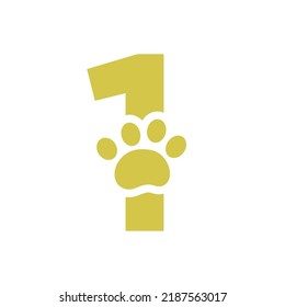 Letter 1 Pet Care Logo, Dog Logo Design Vector Sign and Symbol Template