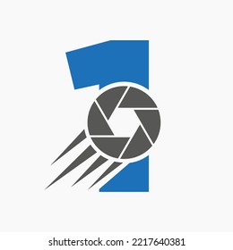 Letter 1 Photography Logo Camera Lens Concept. Photography Camera Symbol Vector Template