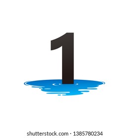 Letter 1 and Puddle Water Logo Template Design Vector, Emblem, Design Concept, Creative Symbol, Icon
