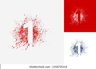 Letter 1 Splash Grunge Logo Template Design Vector, Emblem, Design Concept, Creative Symbol, Icon