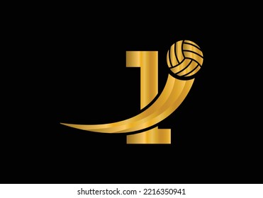 Letter 1 Volleyball Logo Design For Volleyball Club Symbol Vector Template. Volleyball Sign Template Design.