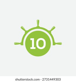 Letter 10 Ship Wheel Logo Concept