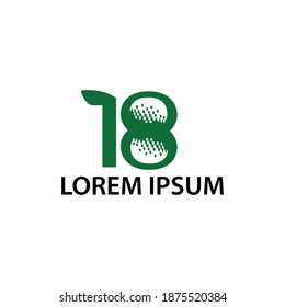 Letter 18 With Golf Ball Shape Logo Design Vector Illustration.