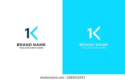 Logo de la carta 1K, plantilla de vector de iconos de concepto 1k