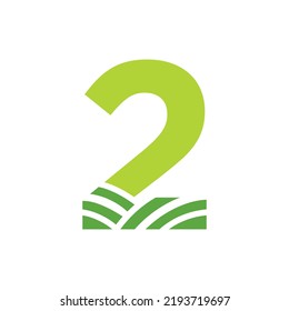 Letter 2 Agriculture Logo. Agro Farm Logo Based on Alphabet for Bakery, Bread, Cake, Cafe, Pastry, Home Industries Business Identity