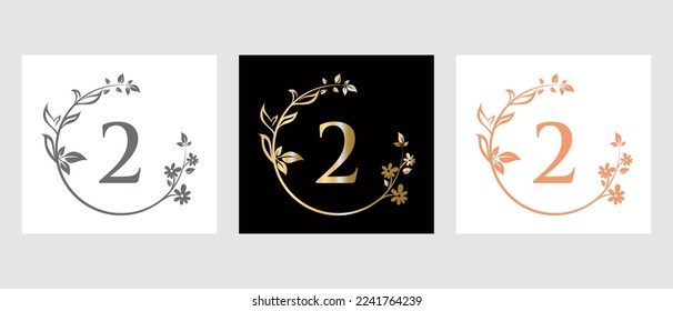 Letter 2 Beauty Logo for Decorative, Flower, Spa Template