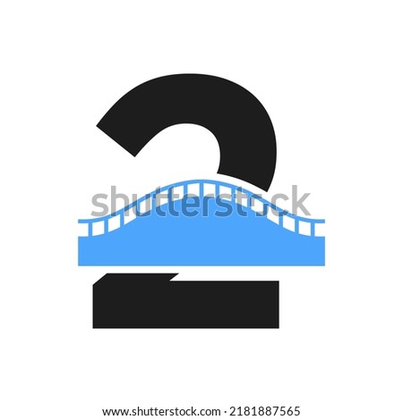 Letter 2 Bridge Logo for Transportation, Journey and Construction Business Vector Template