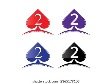 Letter 2 Casino Logo Design Vector Template . Poker Casino Vegas Logo Template