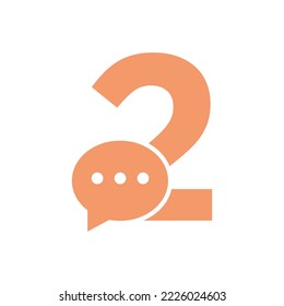 Letter 2 Chat Communicate Logo Design Concept With Bubble Chat Symbol