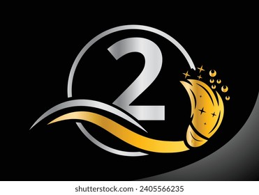 Logo de limpieza de letras 2, plantilla vectorial de diseño del logotipo del pincel de limpieza.