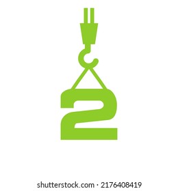 Letter 2 Construction Logo Template. Construction Logo Crane Concept Symbol