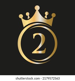 Letter 2 Crown Logo. Royal Crown Logo for Spa, Yoga, Beauty, Fashion, Star, Elegant, Luxury Sign